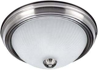 Canarm IFM211BPT 11" 2 Bulb Flush Mount, Brushed Pewter with Frosted Swirl Glass