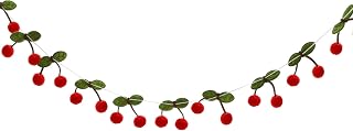 Soft and Realistic Handmade Cherry Felt String Garlands for Party Accessory Vibrant and Cute Birthdays Decoration, 5cmx4.5cm, Red