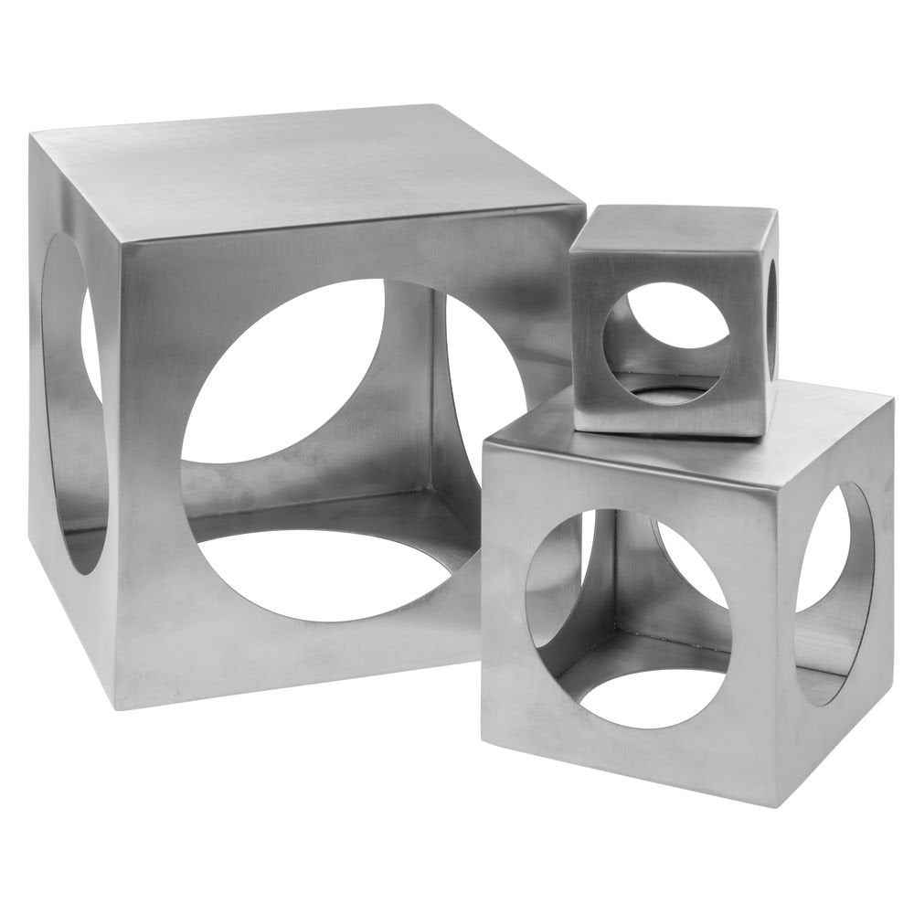 Metal Display Riser Square Laser-Cut Stainless Steel - 3" Square by HUBERT – Stainless Steel, Silver, Model SMR03