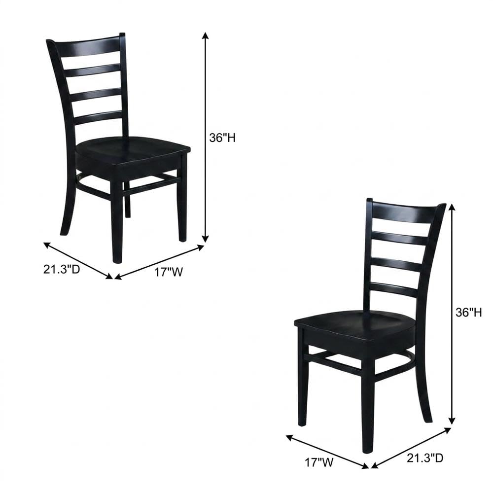 Solid Wood Side Chair with Classic Frame by Furnifact – Wood, Black, Pack of 2