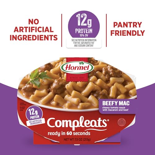HORMEL COMPLEATS Beefy Mac / 7.5 Ounce (Pack of 7) / Microwave Meals Pasta & Noodle Dishes