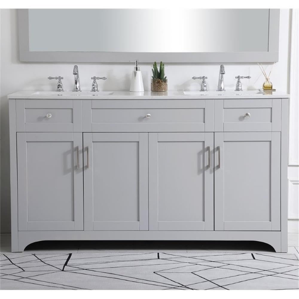 Elegant Decor 60" - Double / Grey / Traditional Bathroom Vanities