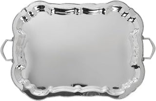 HUBERT Serving Tray Stainless Steel Round with Beaded Edge - 27" L x 17 1/2" W x 1 1/2" H