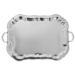 Serving Tray Stainless Steel Round with Beaded Edge - 27" L x 17 1/2" W x 1 1/2" H by HUBERT – Stainless Steel, Silver, Model TR09414188