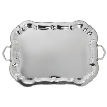 Serving Tray Stainless Steel Round with Beaded Edge - 27" L x 17 1/2" W x 1 1/2" H by HUBERT – Stainless Steel, Silver, Model TR09414188