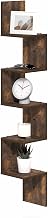 Furinno Rossi Corner Floating Shelves for Wall, 5-Tier Corner Square Wall Shelf, S-Shape Radial Floating Book Shelf, Easy Assembly, for Bathroom, Bedroom, Living Room, Amber Pine
