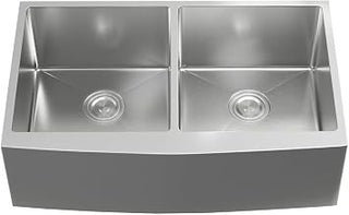 ELEGANT Kitchen and Bath Stainless Steel Farmhouse Double Sink L33'' x W21'' x H10