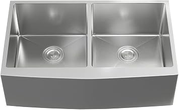 ELEGANT Kitchen and Bath Stainless Steel Farmhouse Double Sink L33'' x W21'' x H10