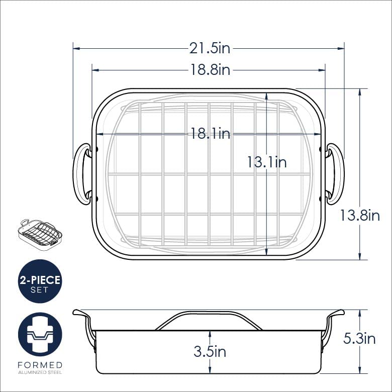 Turkey Roaster with Rack by Nordic Ware – X-Large with Rack, Alloy Steel, Copper, Model 41733