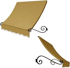 AWNTECH 10.38 FT. Charleston Fixed Awning 124.5 in. W X 36 in. H X 24 in. D Acrylic Fabric in TAN CT32-10T
