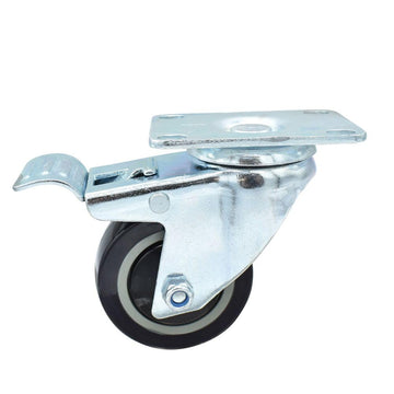 BK Resources 3" Polyurethane Swivel Caster – 3", Polyurethane (PU), Silver, Model 3SBR-1PT-PLY-TTB