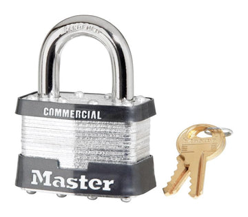 2" Keyed Alike Laminated Padlocks - Quantity by Master Lock – 2 Inch, Alloy Steel, Silver, Pack of 14, Model 5KA-A445