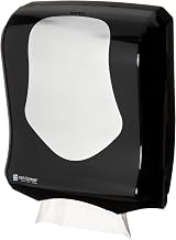 San Jamar Summit Paper Towel Dispenser, Holds Ultrafold for Bathroom and Kitchen, 14" x 11" x 6", Black/Stainless Look