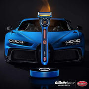 Gillette Bugatti Heated Razor Kit / 1 Count (Pack of 1) / Blue Cartridge Razors