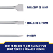 SDS Drills and Cutters Set + 3pcs by IRWIN – Alloy Steel, argentée, Model IW2027602