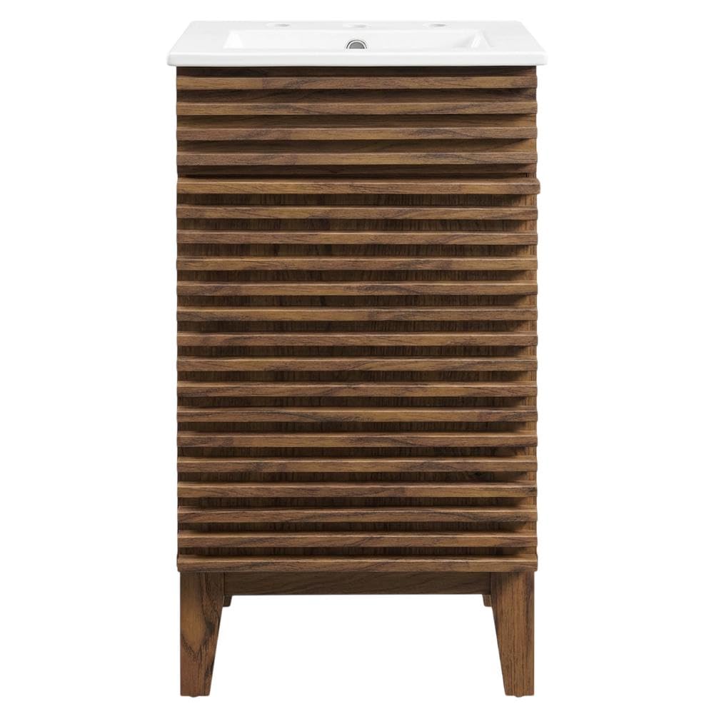 Walnut White Bathroom Vanity Cabinet by Furnifact – Ceramic, Walnut White