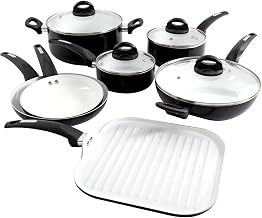 Oster Ashford 10 Piece Aluminum Nonstick Cookware Set in Black - MEGA-73076.10