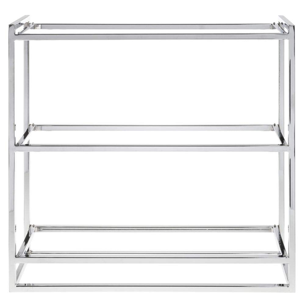 Cerve Collection Chrome 3-Tier Buffet Stand with Marble Shelves by HUBERT – Metal, Grey, Model 52231+34778