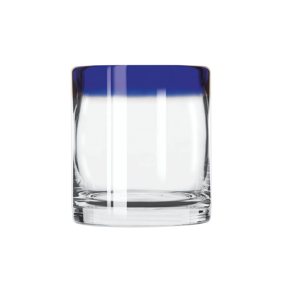 12 oz Rocks Glass - Aruba by Libbey – 12 oz, 12.0 fluid_ounces, Glass, Clear, Blue-Rimmed, Pack of 12