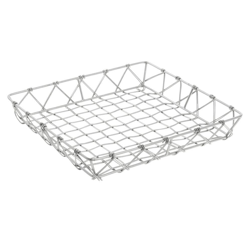 Square Tapered Silver Steel Basket - 11 3/4"L x 11 3/4"W x 2"H by HUBERT – Alloy Steel, Silver, Model 41516