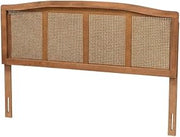 Furnifact Brown Rubber Wood King Size Headboard, Modern Design, Non-Tufted, Durable Synthetic Rattan, Easy Wipe Clean, Single Piece, Stylish Bedroom Accent