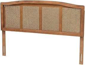 Furnifact Brown Rubber Wood King Size Headboard, Modern Design, Non-Tufted, Durable Synthetic Rattan, Easy Wipe Clean, Single Piece, Stylish Bedroom Accent