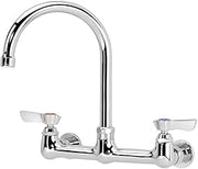 Krowne Silver Series 12-801L Faucet, Wall Mounted, 8" Centers, 6" Gooseneck Spout, Quarter-Turn Ceramic Cartridge Valve, Low Lead Compliant