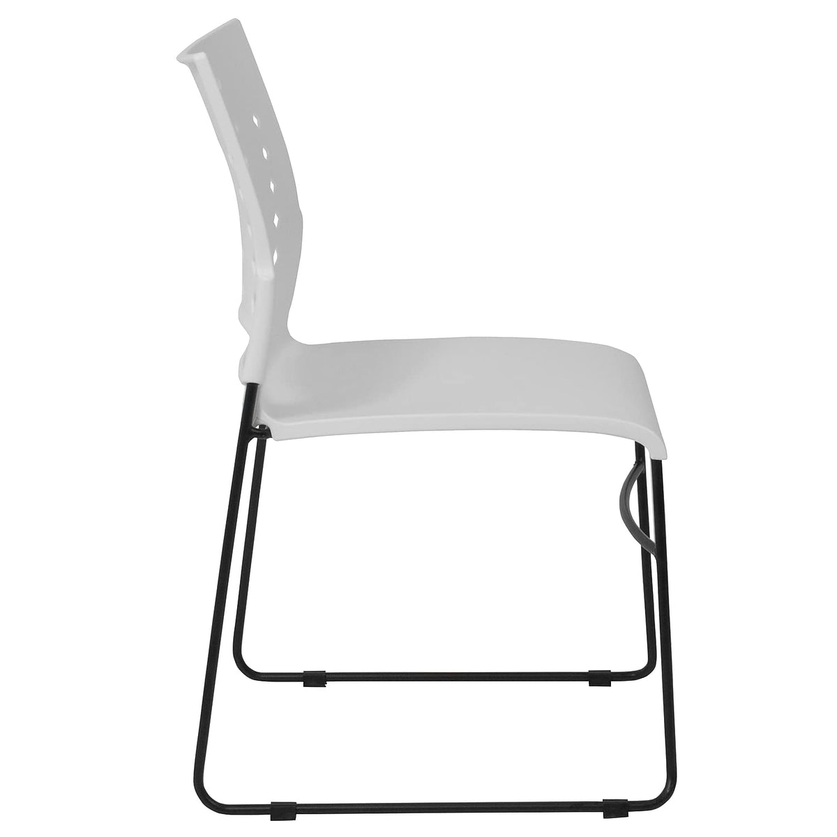 HERCULES Series 881 lb. Capacity White Sled Base Stack Chair with Air-Vent Back by Flash Furniture – Set of 1, Alloy Steel, White, Model RUT-2-WH-GG