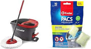 EasyWring Microfiber Spin Mop, Bucket Floor Cleaning System, Red, Gray + O-Cedar PACS Hard Floor Cleaner, Crisp Citrus Scent