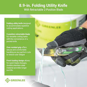 Greenlee Folding / 9.3"L x 5"W x 9.3"H / Green Pocket Knives & Folding Knives