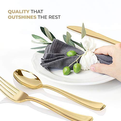 Gold Plastic Silverware Set (200-Pack) by Stock Your Home – 200 Count, Plastic, Gold, Pack of 200, Model Stock Your Home 3841