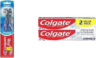 Colgate 360 Floss Tip Battery Powered Toothbrush, Sonic Toothbrush with Soft Bristles & Baking Soda & Peroxide Toothpaste - Whitens Teeth, Fights Cavities & Removes Stains