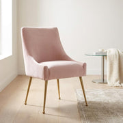 Velvet-Upholstered Side Chair with Gold Legs by Starlight Canyon Home – Velvet, Blush