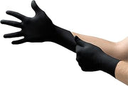 Ansell Microflex Onyx N64 Nitrile Gloves - Disposable, Non-Latex, Textured, Black, Size Large (pack of 100)