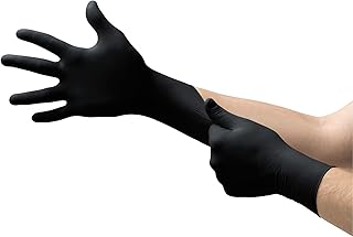 Ansell Microflex Onyx N64 Nitrile Gloves - Disposable, Non-Latex, Textured, Black, Size Large (pack of 100)