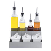 Condiment Holder Stainless Steel 2-Tier - 9 3/4"L x 8"W x 4 1/2"H by HUBERT – 10 x 10 x 11.75 inches, Stainless Steel, Silver, Model 480654
