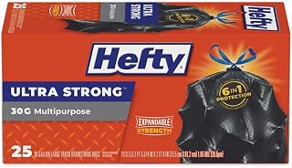 Hefty Ultra Flex 30 Gal. Large Trash Bags with Drawstring 25 ct (Pack of 6)