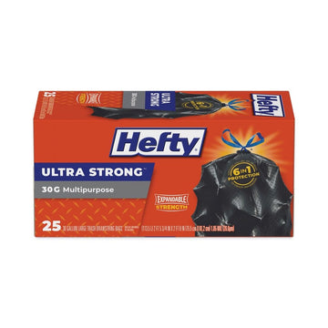 Ultra Flex 30 Gal. Large Trash Bags with Drawstring 25 ct (Pack of 6) by Hefty – 1 Count (Pack of 1), 30.0 gallons, Plastic, Black, Model E80627