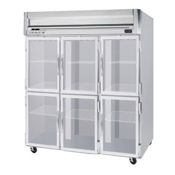 Beverage-Air 6 Half Glass Door Top-Mount Reach-In Refrigerator | 74 Cu. Ft. by Beverage Air – Grey, Model HR3-1HG