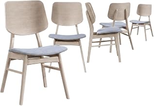 Starlight Canyon Home Fabric-Upholstered Wood Dining Chairs Set of 6, Upholstered Kitchen Table Chairs for Dining Room and Kitchen, Gray