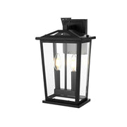 Berks Two Light Outdoor Wall Sconce Black by Lighting Design – Iron, Black
