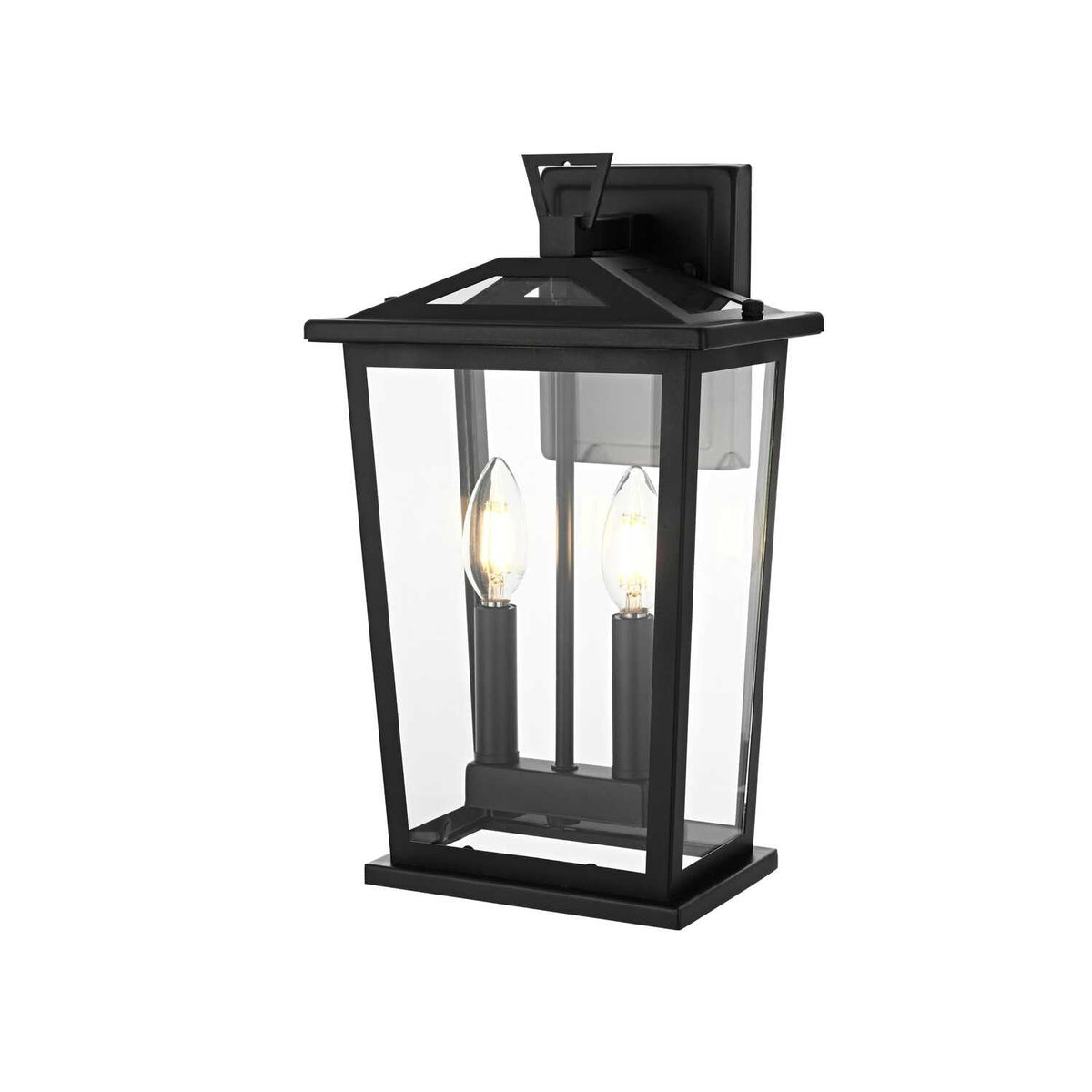 Berks Two Light Outdoor Wall Sconce Black by Lighting Design – Iron, Black