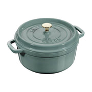 Cast Iron Round Cocotte 26 cm Eucalyptus by STAUB – 26 cm, 5.25 liters, eucalyptus, Model 11026121