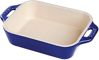 STAUB Ceramic Rectangular Gratin Dish, Dark Blue, 7.5" x 6"