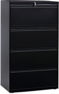 Alera Lateral File, 4 Legal/Letter-Size File Drawers, Black, 30" x 18.63" x 52.5"