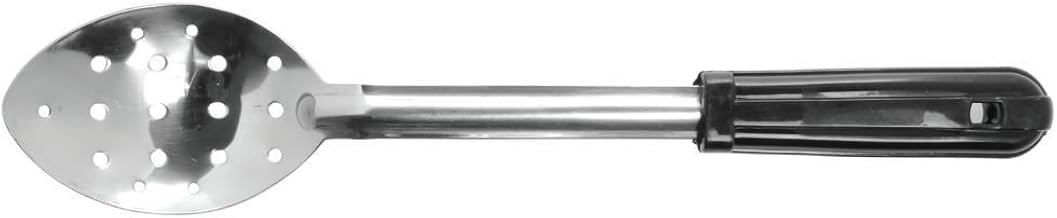 HUBERT Perforated Serving Spoon Stainless Steel with Black Comfort Grip Handle - 13"L