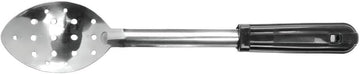 HUBERT Perforated Serving Spoon Stainless Steel with Black Comfort Grip Handle - 13"L