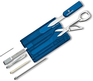 Victorinox Swiss Card Classic Transparent Blue Multi-tool Card, ABS/Cellidor Handle, 82mm x 55mm x 4mm, 26g, 10 Functions