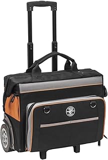 KLEIN TOOLS 55452RTB Tool Bag, Water Resistant Tool Storage Organizer Rolls on Rugged 6-Inch Wheels, 24 Pockets, Load Tested to 200-Pound