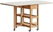 Mesa De Jantar Solid Wood Folding Dining Table, Small Household Movable Dining Table, Modern and Simple Retractable Rock Board Dining Table Diner Table(1500 * 800 * 772mm)